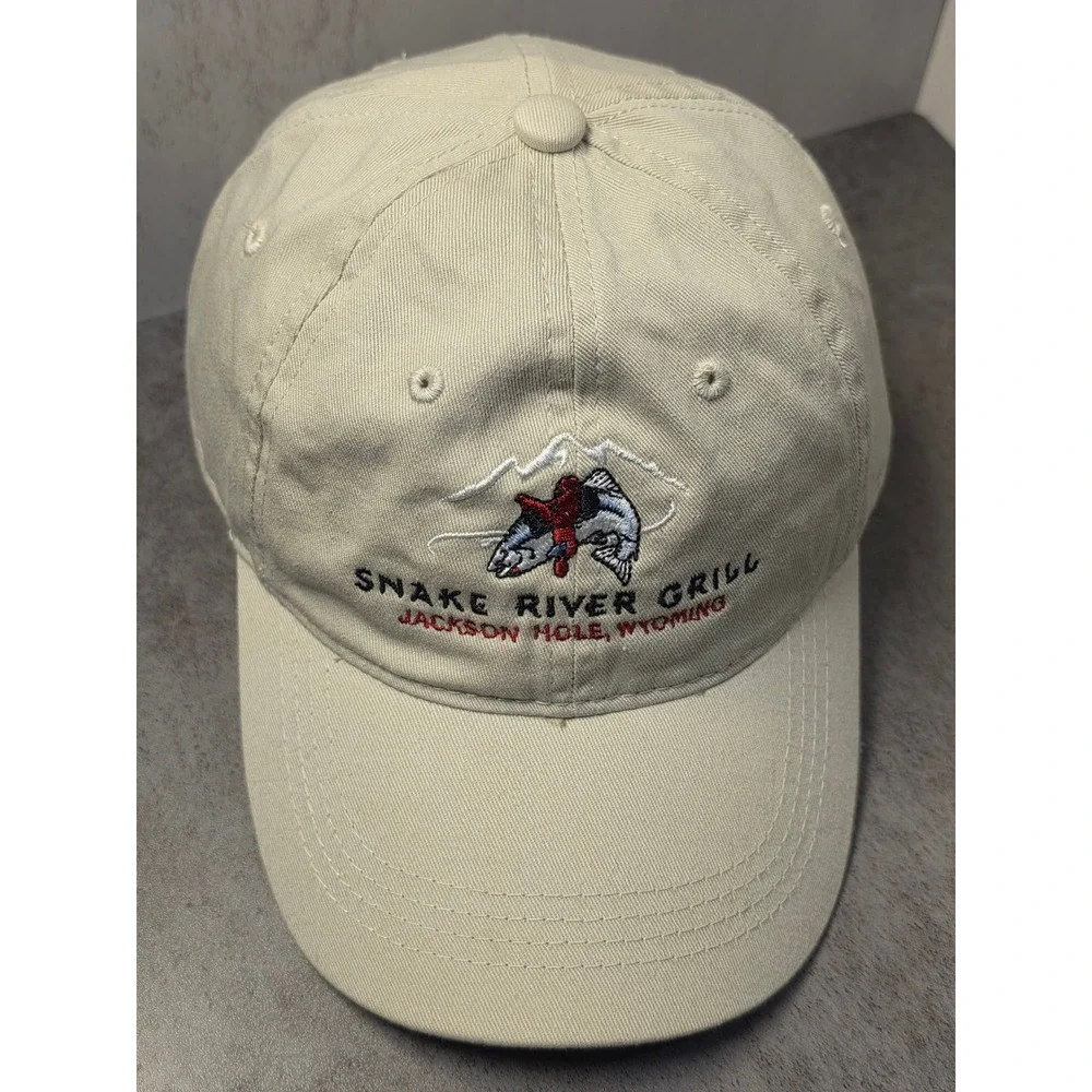 Outdoor Cap Snake River Grill Jackson Hole Wyoming Tan Fishing Dad Hat Hat